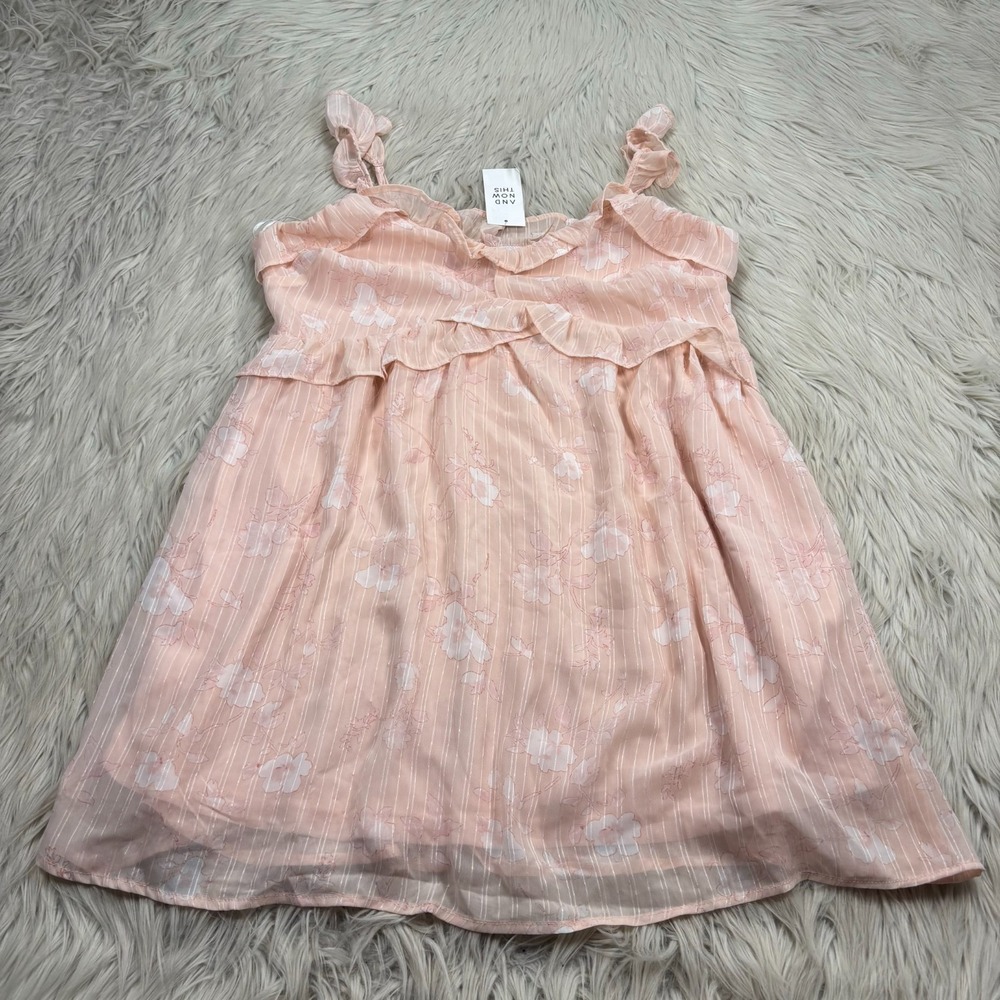 NWT‎ And Now This Women's L Pink Ruffle Trim Mini Dress Fairy Feminine Romantic